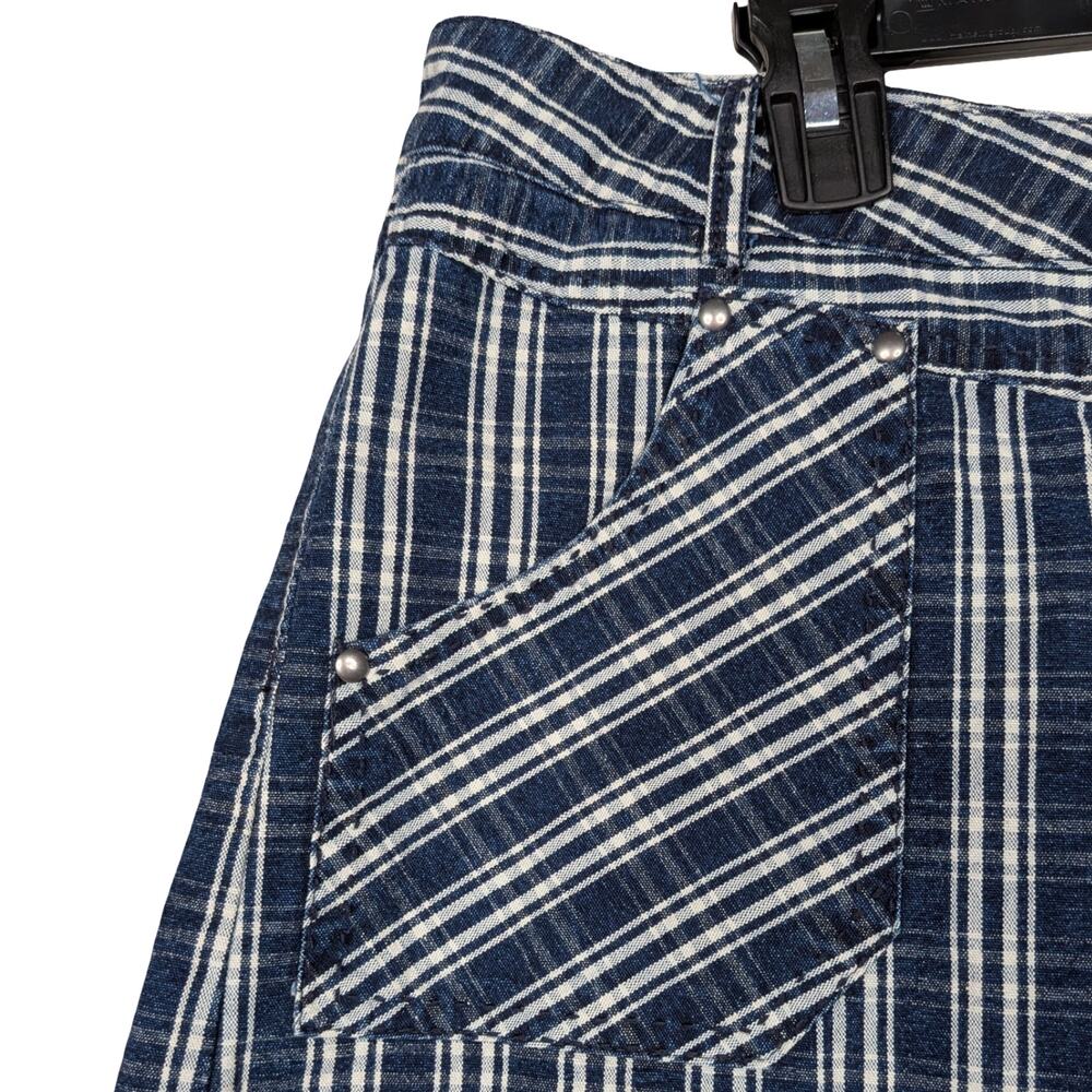 Vintage Y2K BCBG Max Azria Low Rise Cotton Plaid Hot Pants Shorts Navy 8 - Picture 3 of 7